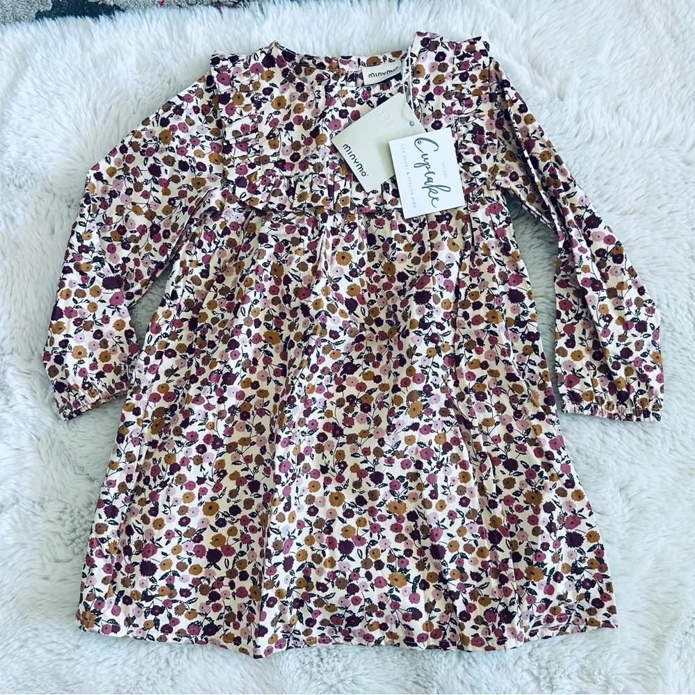 Minymo Floral Long Sleeve Dress - Size 92 (2Y) NWT cupcake baby boutique